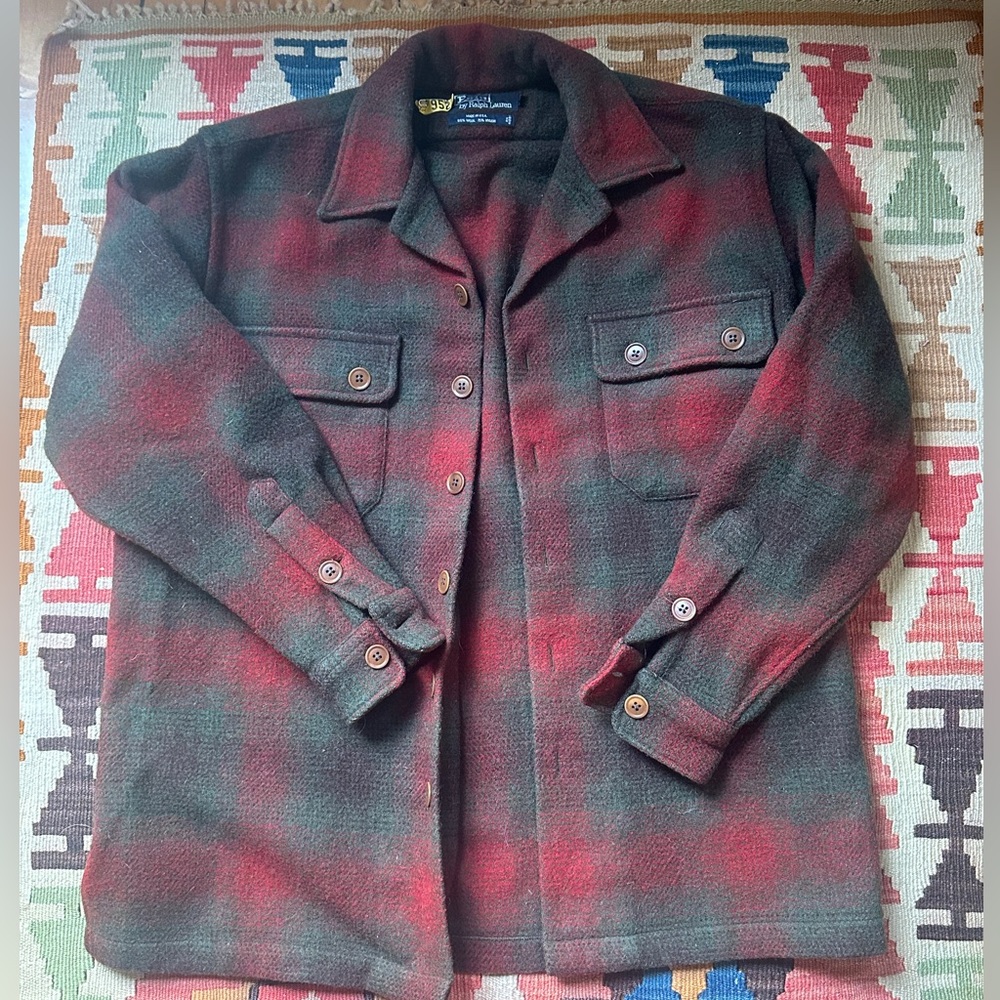90s Made in USA Polo Ralph Lauren Wool Men’s Button Up Shirt Jacket